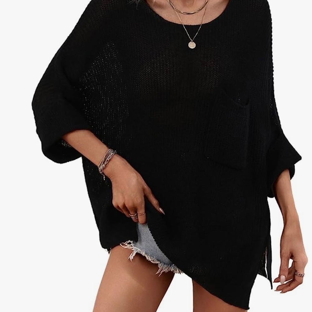 New with Tags womens gauzy black sweater Medium